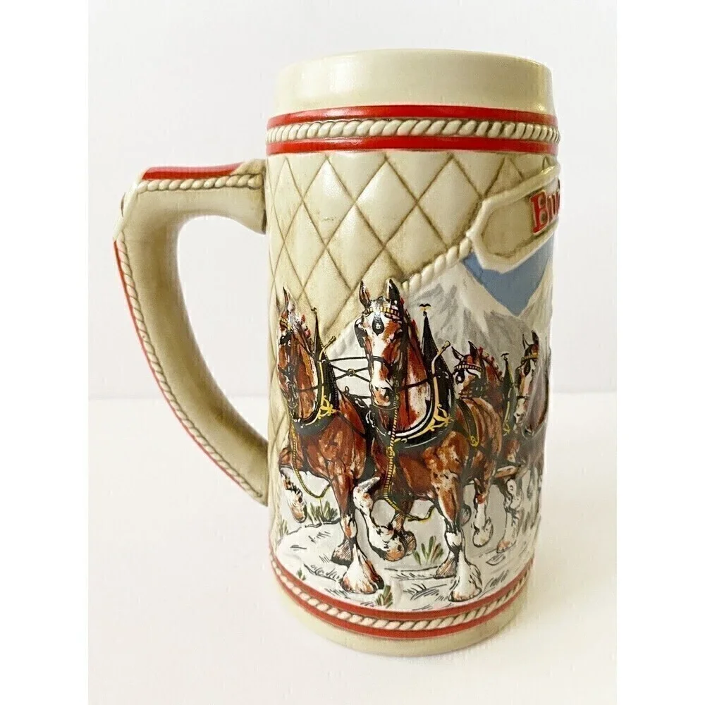 Anheuser Busch Budweiser Ceramic Beer Stein Clydesdales “A” Series Holiday Mug
